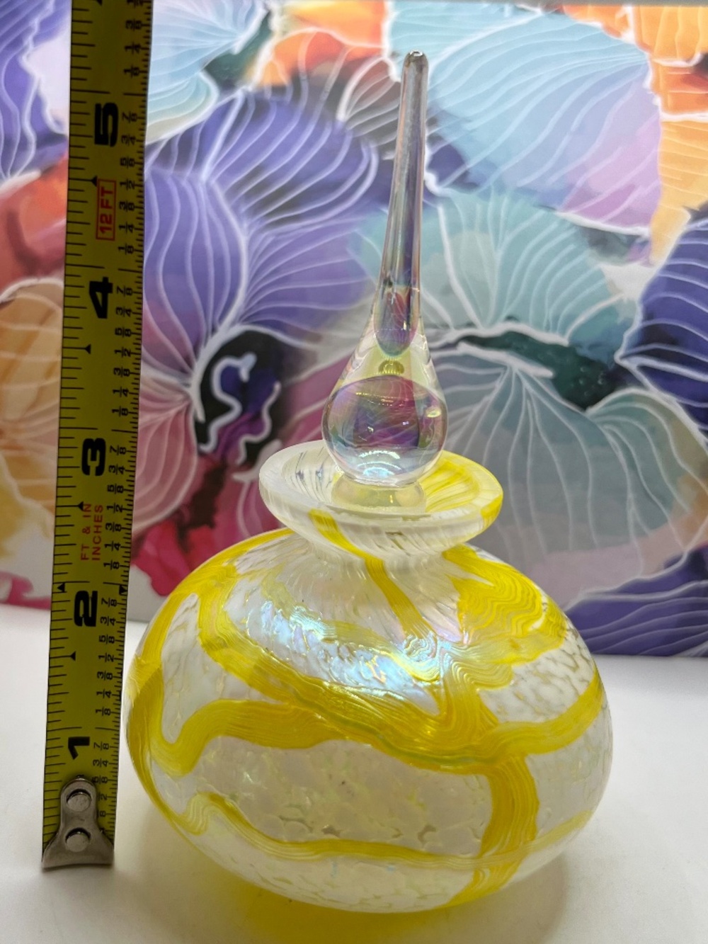 Painted Art Glass Crystal Perfume Bottle - Picture 6 of 6